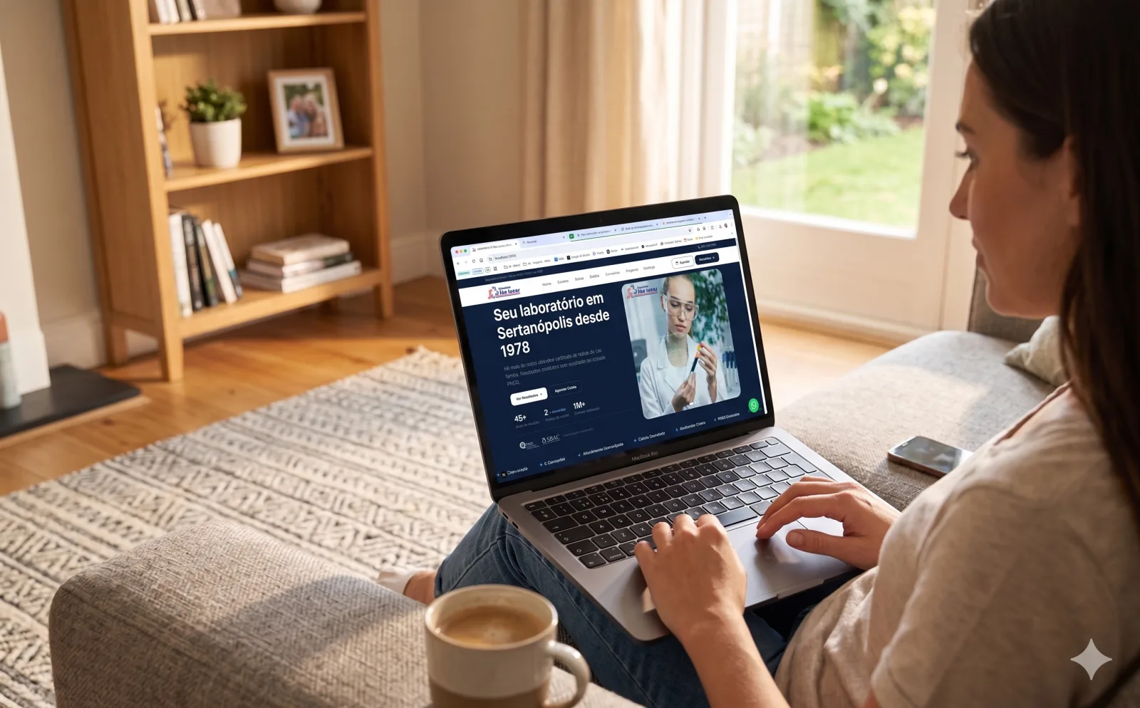 Cliente consultando preparos e resultados em casa